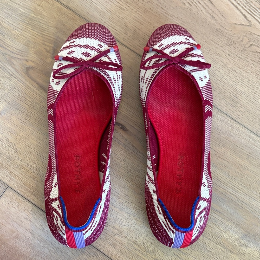 Rothy's Burgundy and Cream Women's Flats